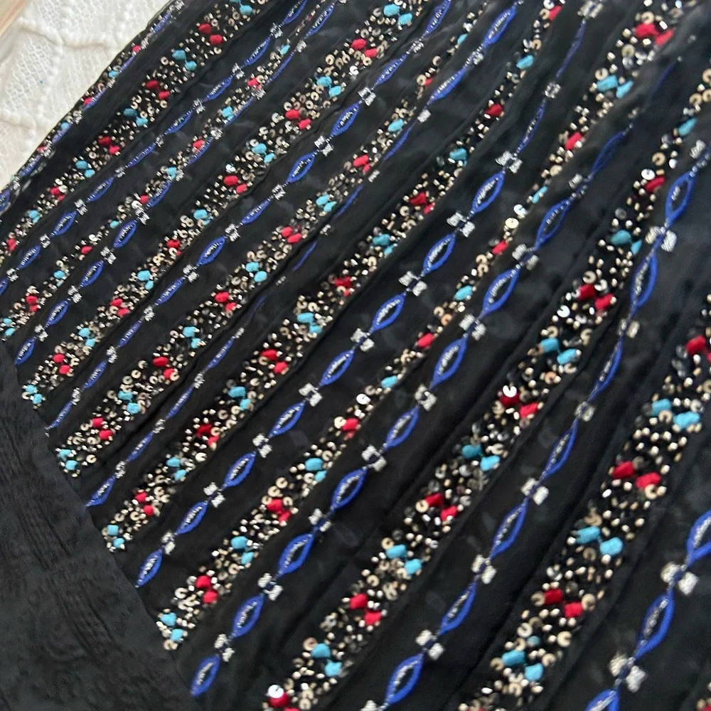 Club Monaco Black Beaded Mini Skirt with Lace size 4 - Picture 3 of 7
